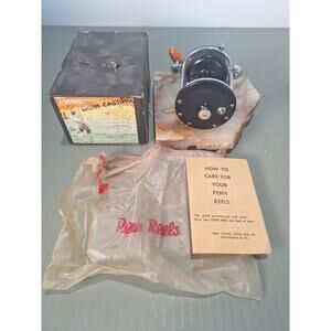 Vintage Penn No 155 LH Light Casting Reel w Box Papers Bag USA Left Hand- HTF LH